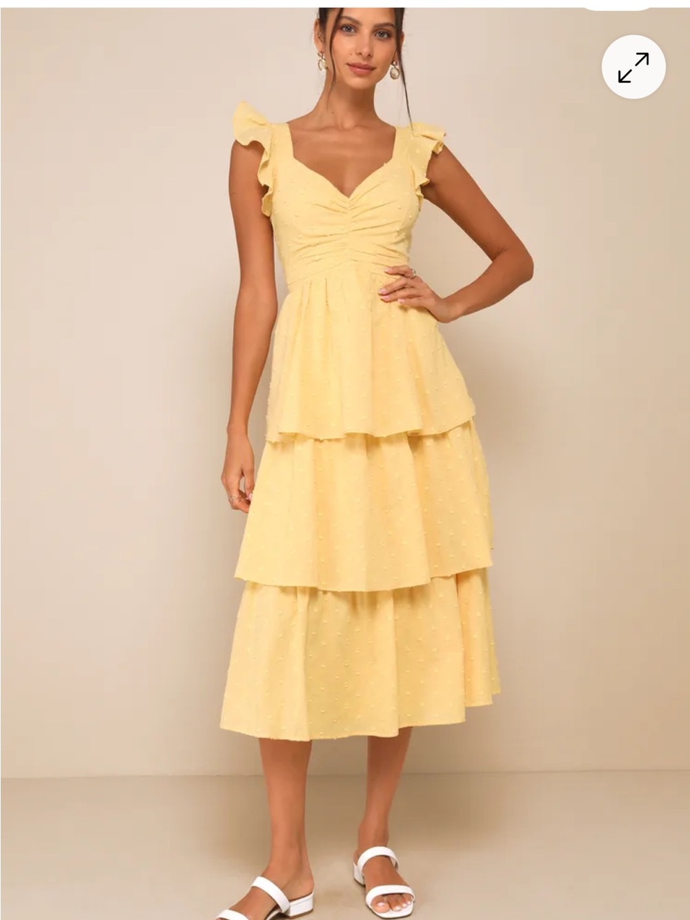 Yellow Tiered Ruffle Midi Dress